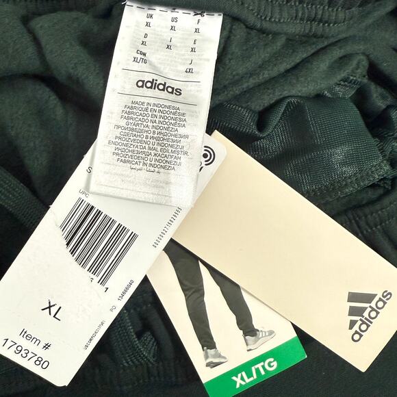 Adidas Tapered Leg Zip Stitched Logo Men's Fleece Sweat Pants - Green Size XL - Picture 7 of 8